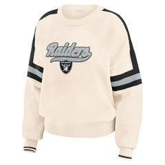 Las Vegas Raiders WEAR by Erin Andrews Women's Stripe Pullover Sweater Cream - NFL