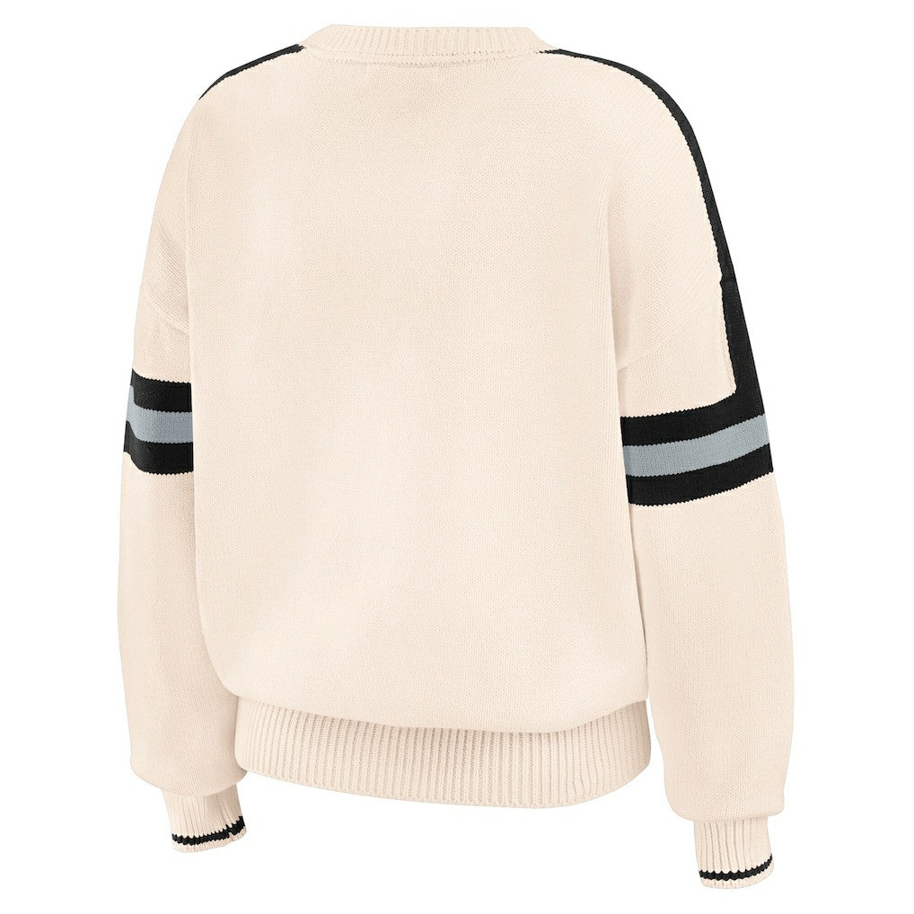 Las Vegas Raiders WEAR by Erin Andrews Women's Stripe Pullover Sweater Cream - NFL