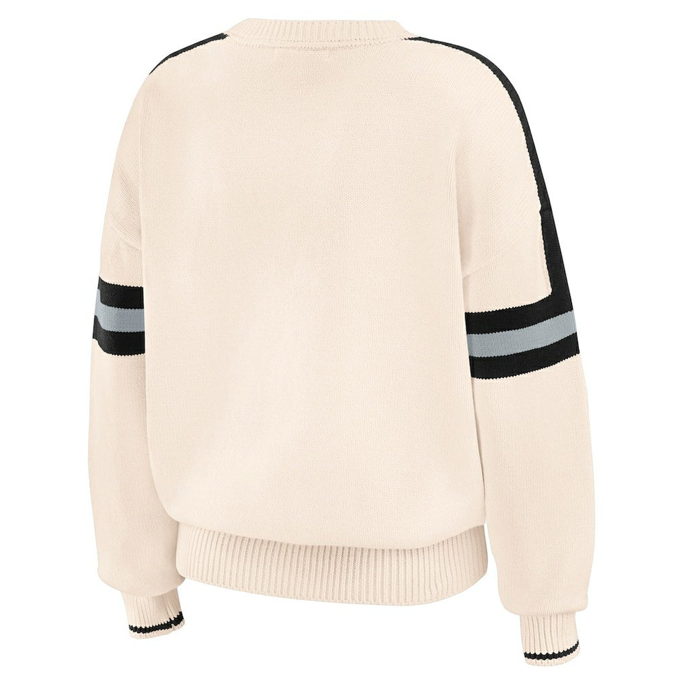 Las Vegas Raiders WEAR by Erin Andrews Women's Stripe Pullover Sweater Cream - NFL