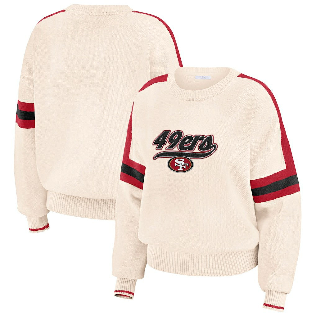 San Francisco 49ers WEAR by Erin Andrews Women's Stripe Pullover Sweater Cream - NFL