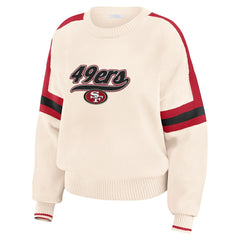 San Francisco 49ers WEAR by Erin Andrews Women's Stripe Pullover Sweater Cream - NFL