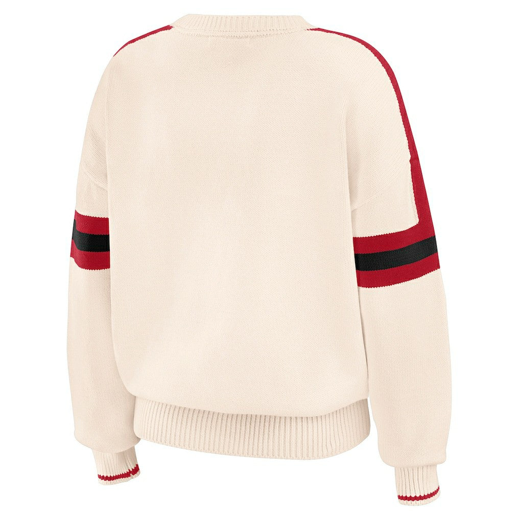 San Francisco 49ers WEAR by Erin Andrews Women's Stripe Pullover Sweater Cream - NFL
