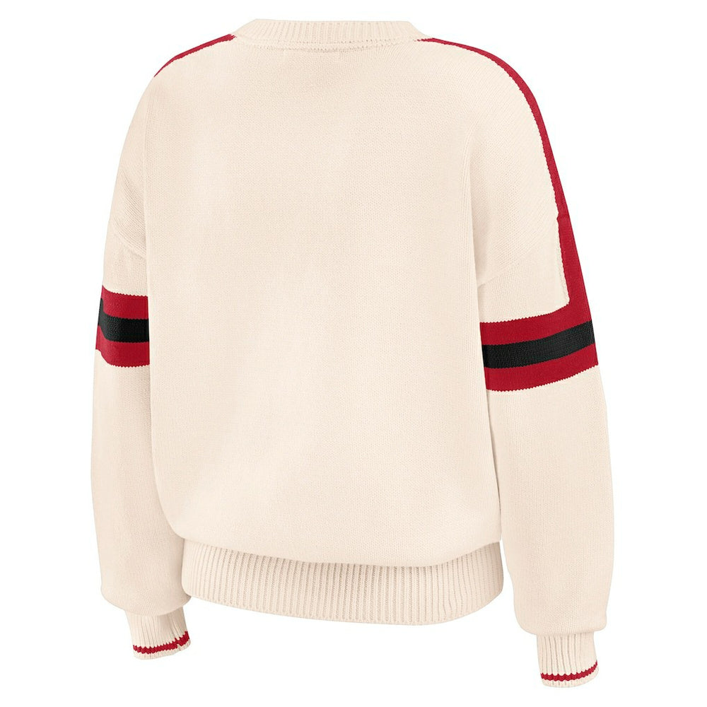 San Francisco 49ers WEAR by Erin Andrews Women's Stripe Pullover Sweater Cream - NFL
