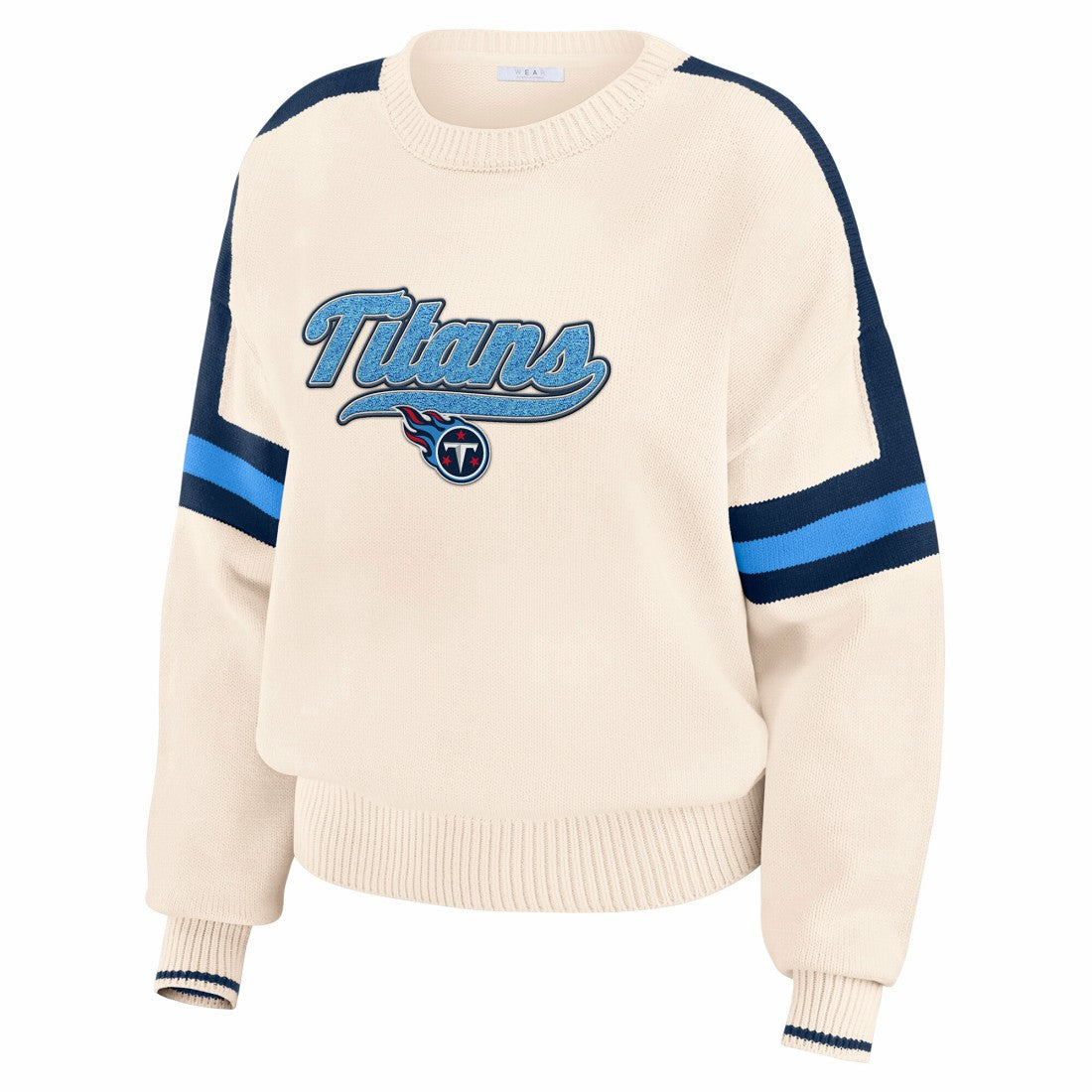 Tennessee Titans WEAR by Erin Andrews Women's Stripe Pullover Sweater Cream - NFL