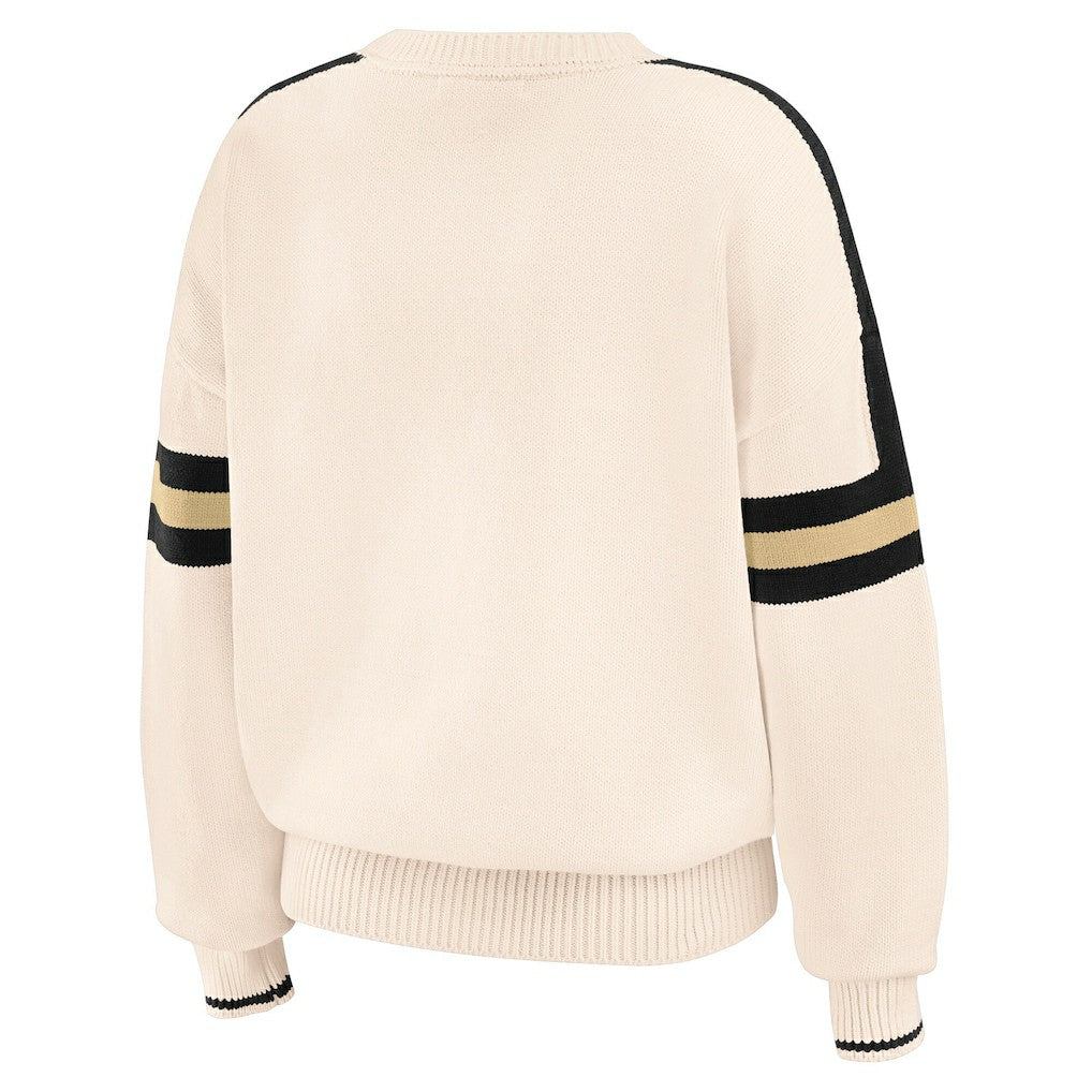 New Orleans Saints WEAR by Erin Andrews Women's Stripe Pullover Sweater Cream - NFL
