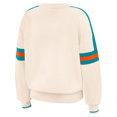 Miami Dolphins WEAR by Erin Andrews Women's Stripe Pullover Sweater Cream - NFL