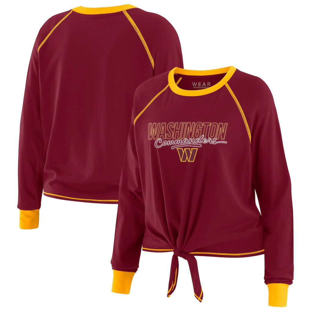 Washington Commanders WEAR by Erin Andrews Women's Tie-Front Long Sleeve T-Shirt Burgundy - NFL