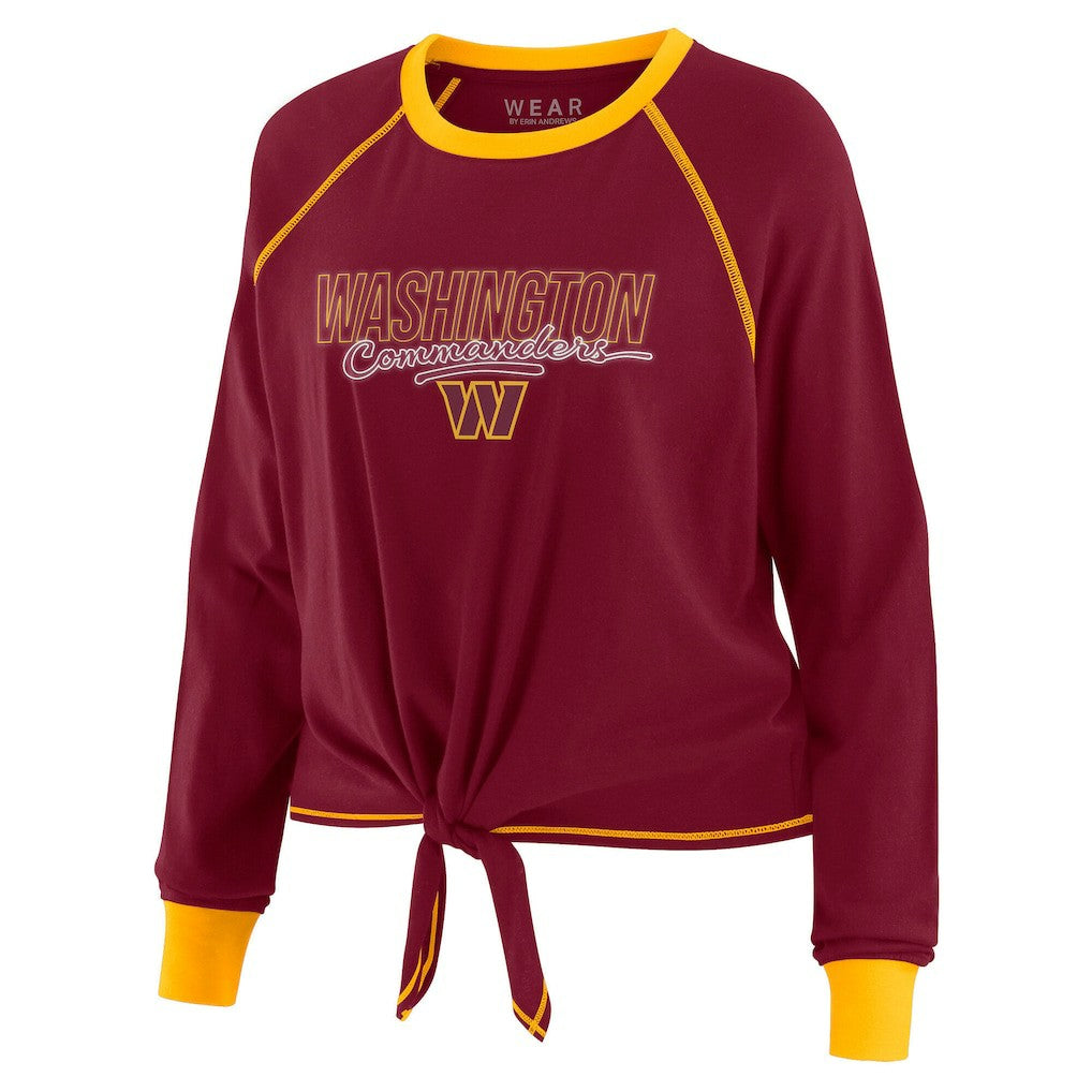 Washington Commanders WEAR by Erin Andrews Women's Tie-Front Long Sleeve T-Shirt Burgundy - NFL