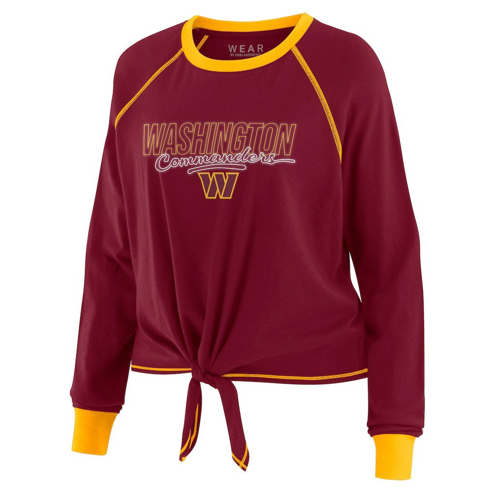 Washington Commanders WEAR by Erin Andrews Women's Tie-Front Long Sleeve T-Shirt Burgundy - NFL