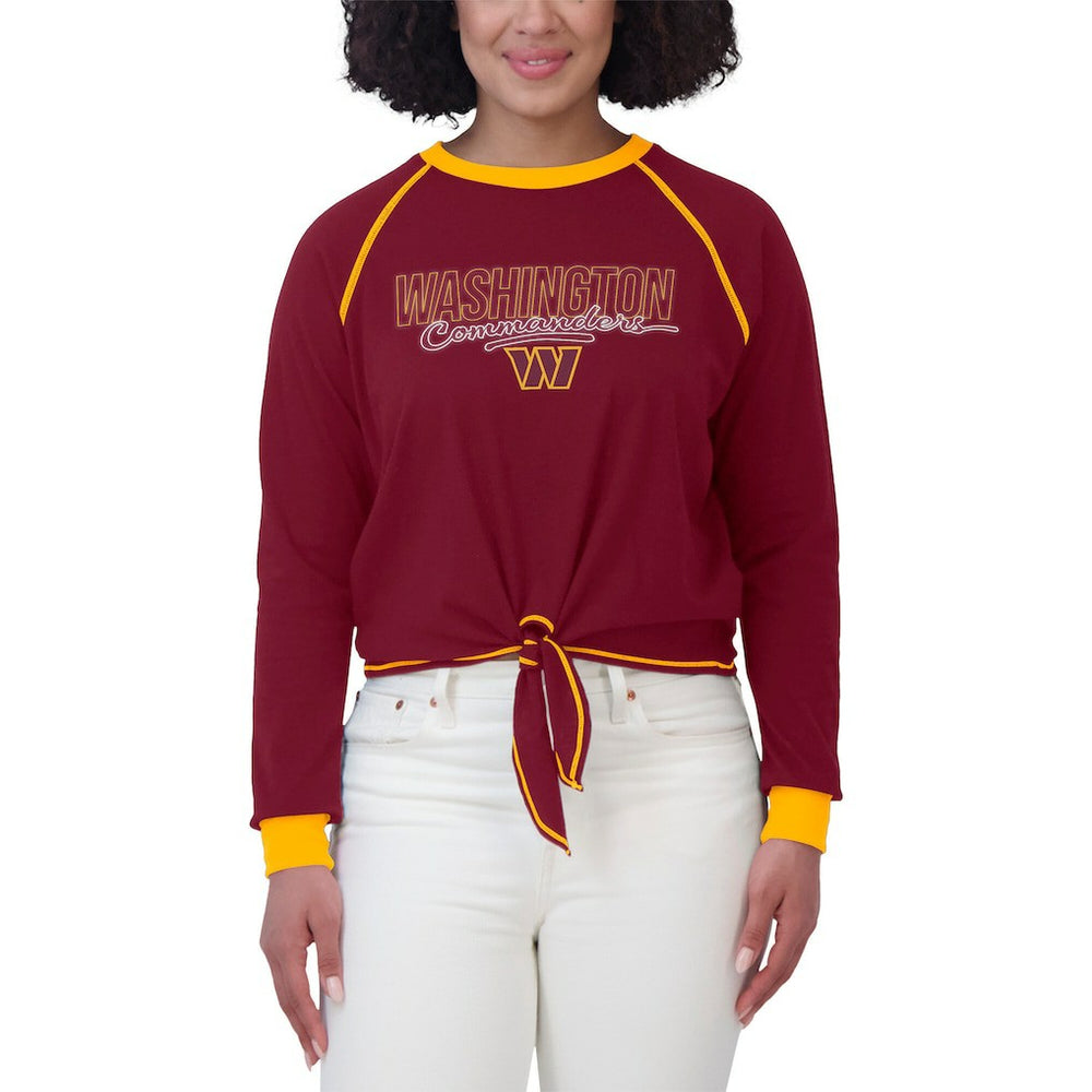 Washington Commanders WEAR by Erin Andrews Women's Tie-Front Long Sleeve T-Shirt Burgundy - NFL