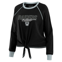 Las Vegas Raiders WEAR by Erin Andrews Women's Tie-Front Long Sleeve T-Shirt Black - NFL