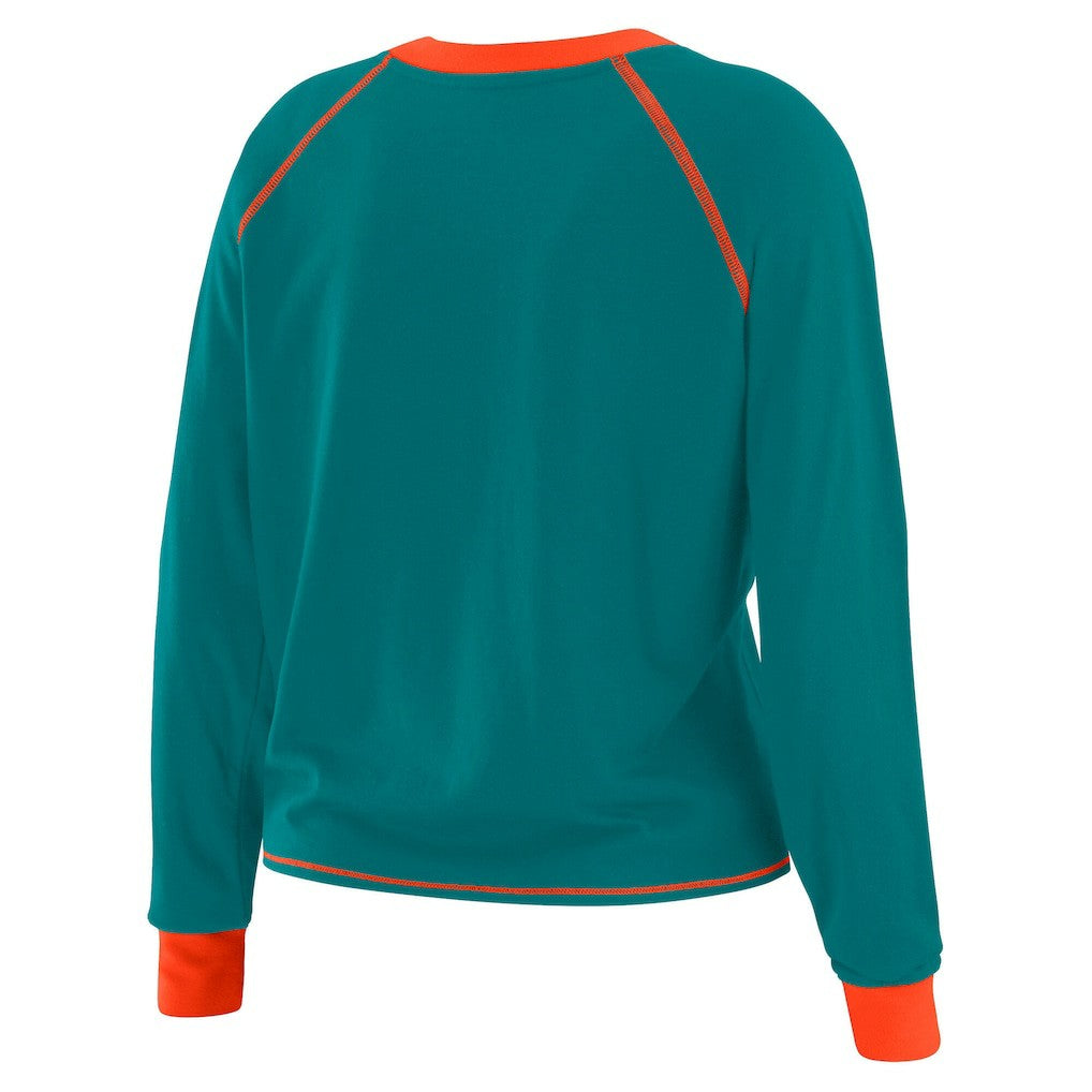 Miami Dolphins WEAR by Erin Andrews Women's Tie-Front Long Sleeve T-Shirt Aqua - NFL