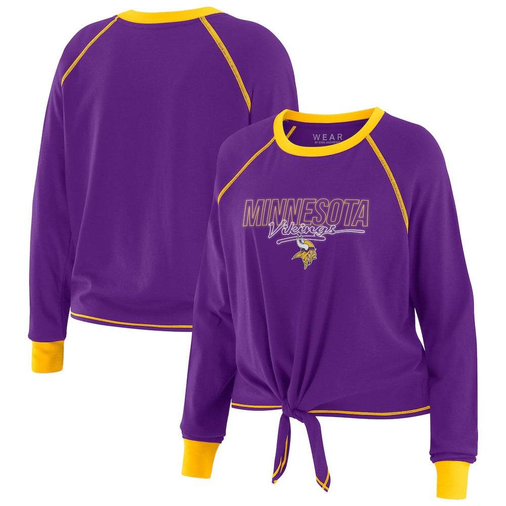 Minnesota Vikings WEAR by Erin Andrews Women's Tie-Front Long Sleeve T-Shirt Purple - NFL
