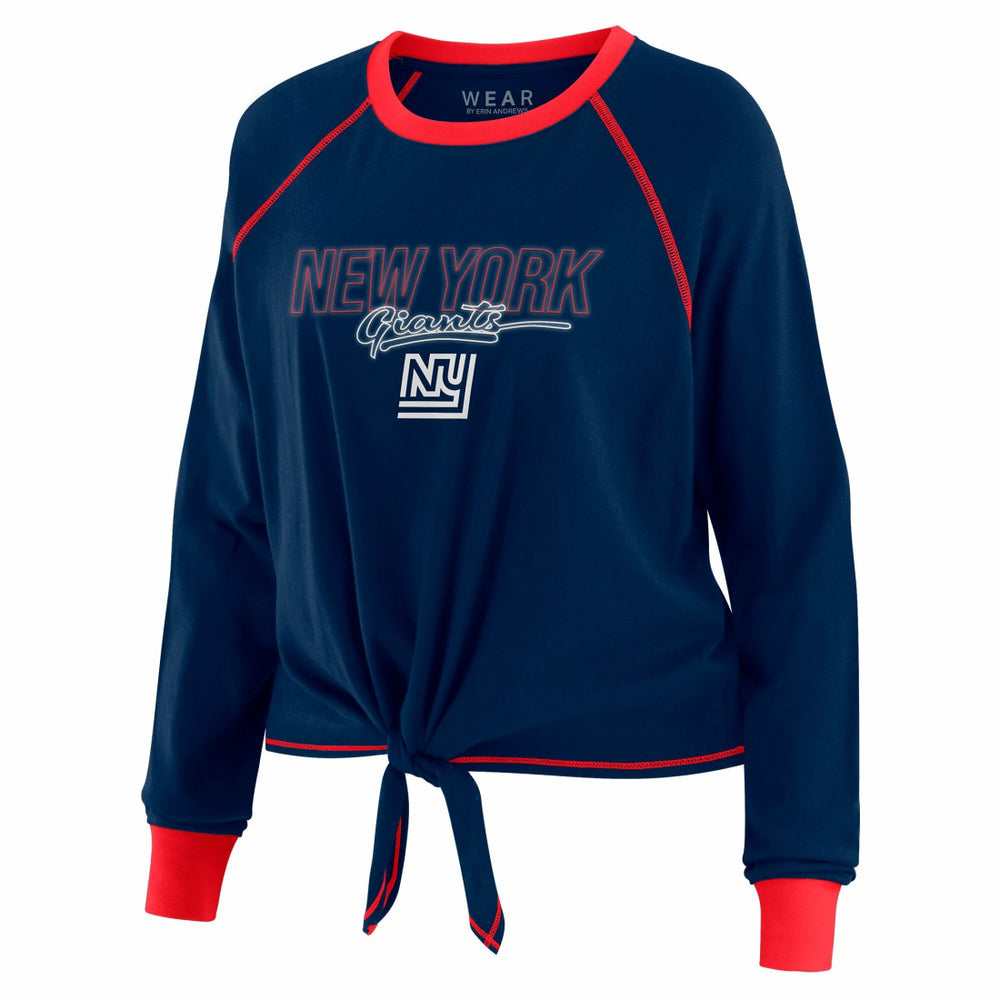 New York Giants WEAR by Erin Andrews Women's Tie-Front Long Sleeve T-Shirt Royal - NFL