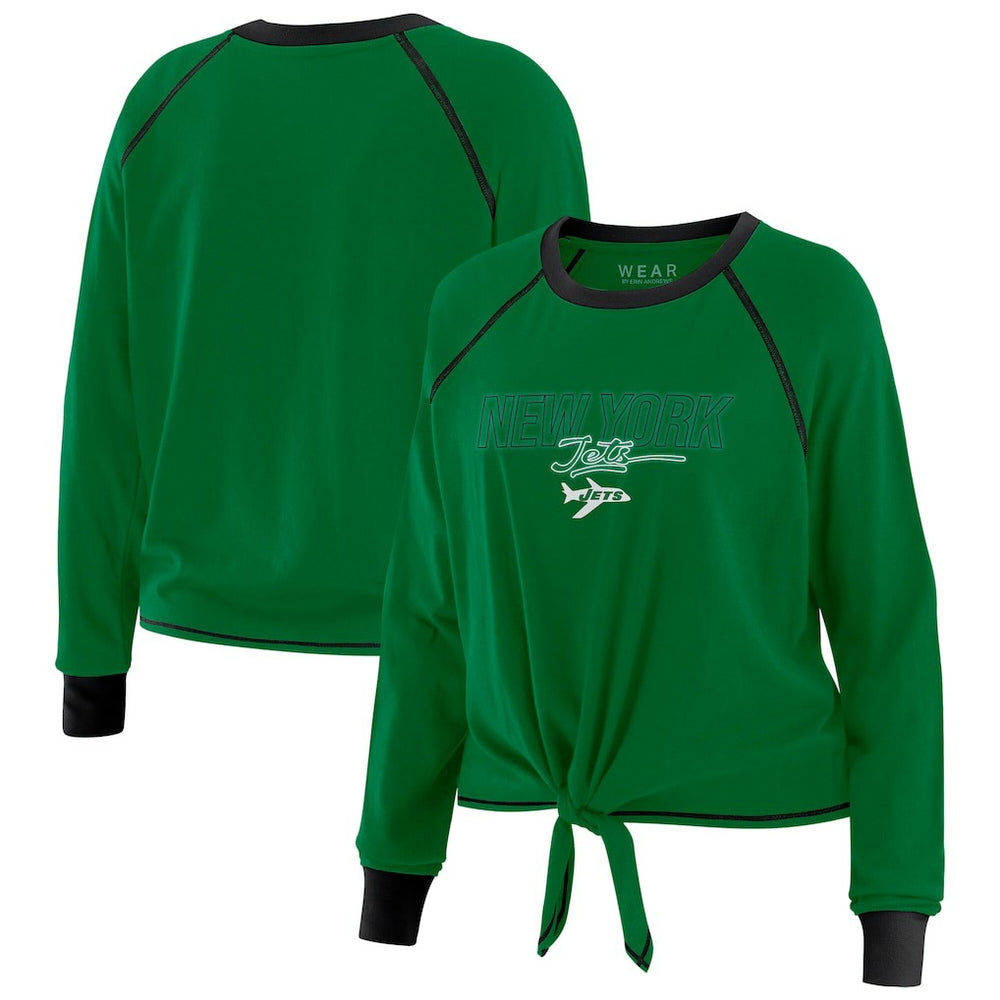 New York Jets WEAR by Erin Andrews Women's Tie-Front Long Sleeve T-Shirt Green - NFL