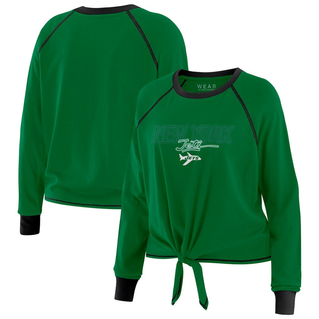 New York Jets WEAR by Erin Andrews Women's Tie-Front Long Sleeve T-Shirt Green - NFL