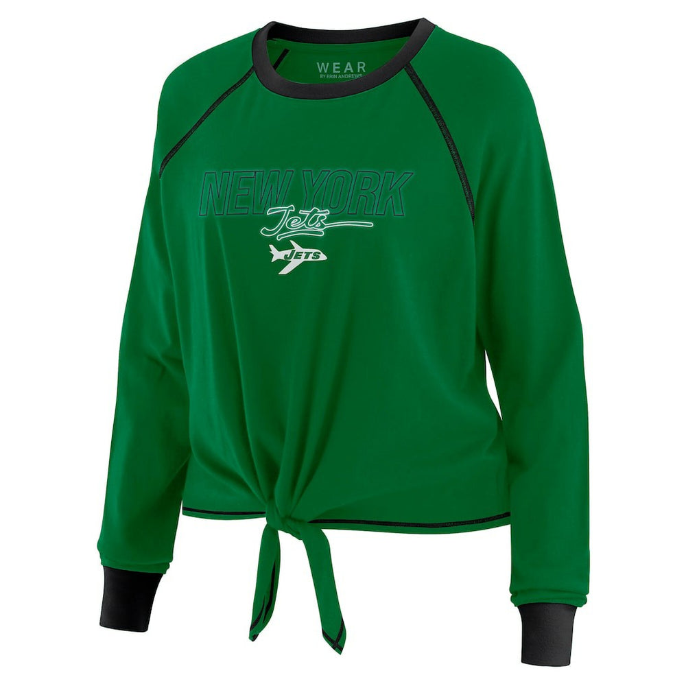 New York Jets WEAR by Erin Andrews Women's Tie-Front Long Sleeve T-Shirt Green - NFL