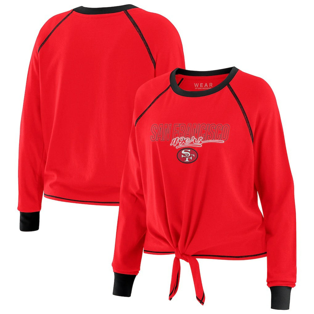 San Francisco 49ers WEAR by Erin Andrews Women's Tie-Front Long Sleeve T-Shirt Scarlet - NFL