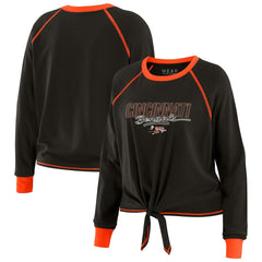 Cincinnati Bengals WEAR by Erin Andrews Women's Tie-Front Long Sleeve T-Shirt Black - NFL