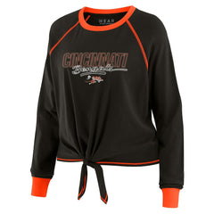 Cincinnati Bengals WEAR by Erin Andrews Women's Tie-Front Long Sleeve T-Shirt Black - NFL