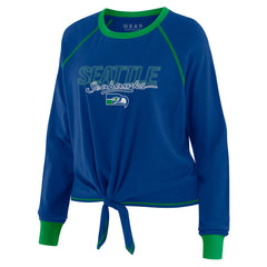 Seattle Seahawks WEAR by Erin Andrews Women's Tie-Front Long Sleeve T-Shirt Royal - NFL