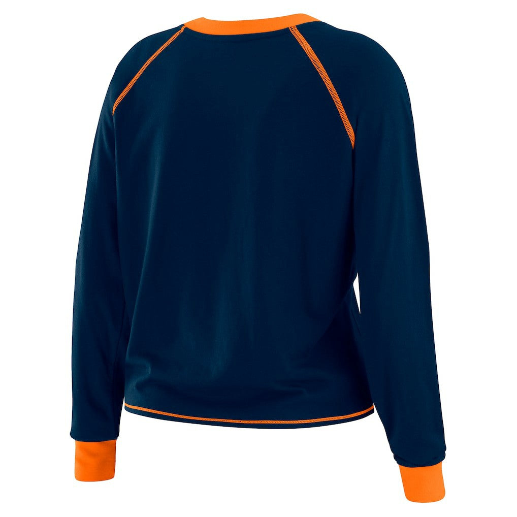 Chicago Bears WEAR by Erin Andrews Women's Tie-Front Long Sleeve T-Shirt Navy - NFL