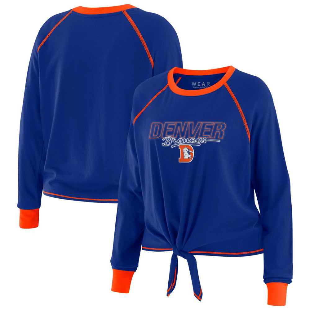 Denver Broncos WEAR by Erin Andrews Women's Tie-Front Long Sleeve T-Shirt Royal - NFL