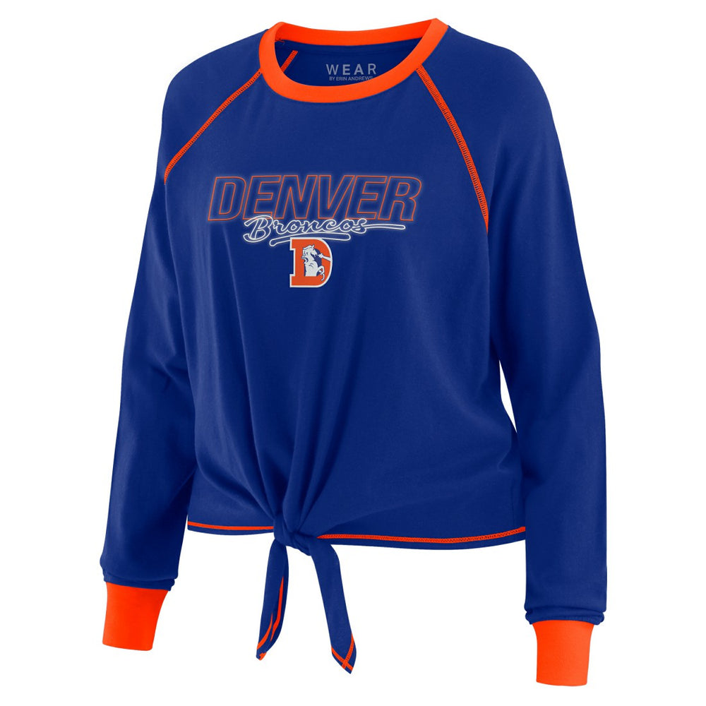 Denver Broncos WEAR by Erin Andrews Women's Tie-Front Long Sleeve T-Shirt Royal - NFL