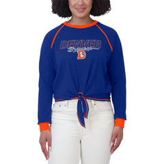 Denver Broncos WEAR by Erin Andrews Women's Tie-Front Long Sleeve T-Shirt Royal - NFL