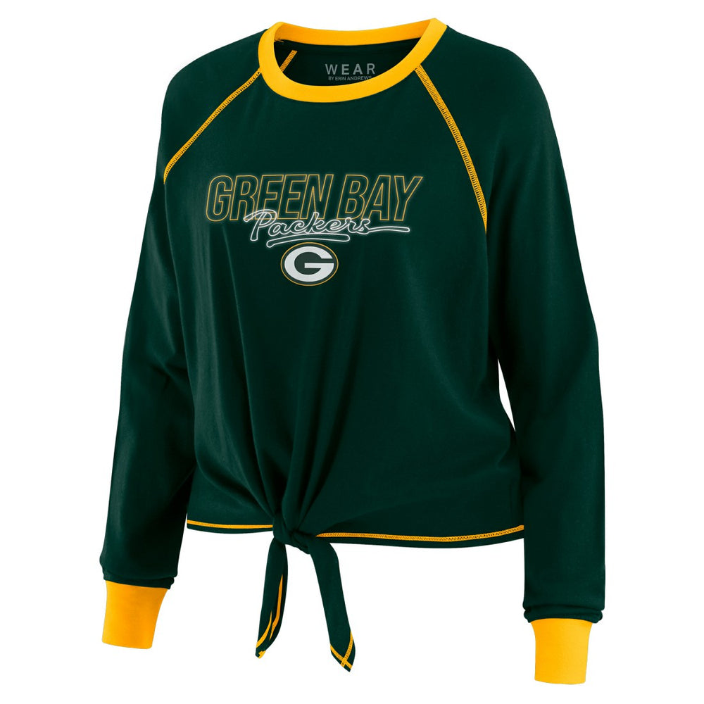 Green Bay Packers WEAR by Erin Andrews Women's Tie-Front Long Sleeve T-Shirt Green - NFL