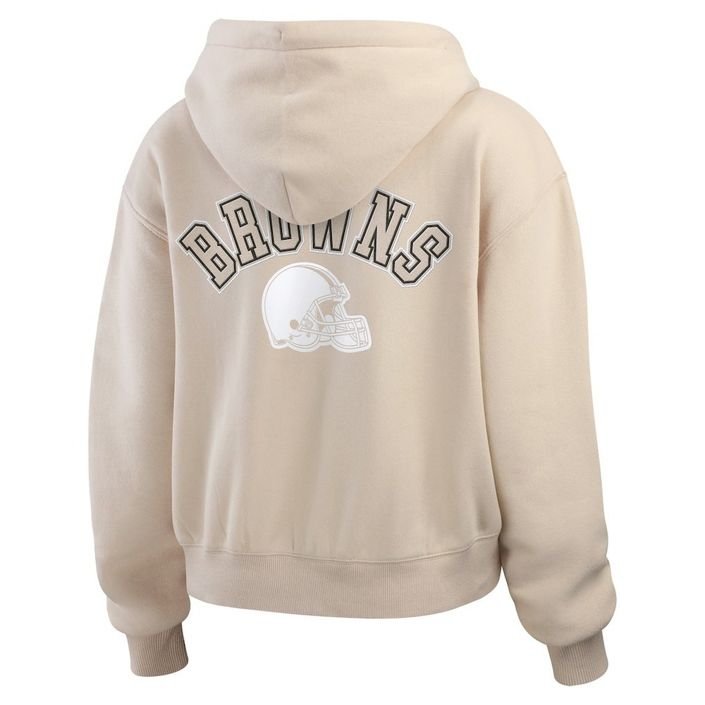 Cleveland Browns WEAR by Erin Andrews Women's Tonal Full-Zip Hoodie Oatmeal - NFL