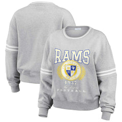 Los Angeles Rams WEAR by Erin Andrews Women's Cropped Pullover Sweatshirt Heather Gray - NFL