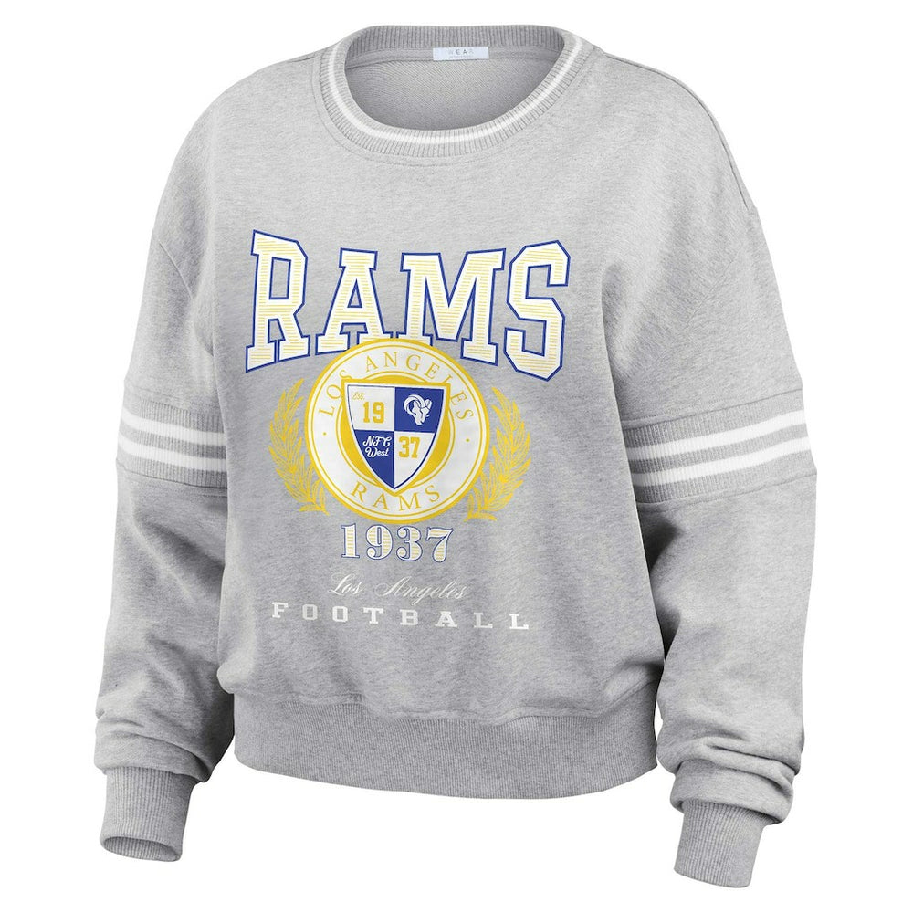 Los Angeles Rams WEAR by Erin Andrews Women's Cropped Pullover Sweatshirt Heather Gray - NFL
