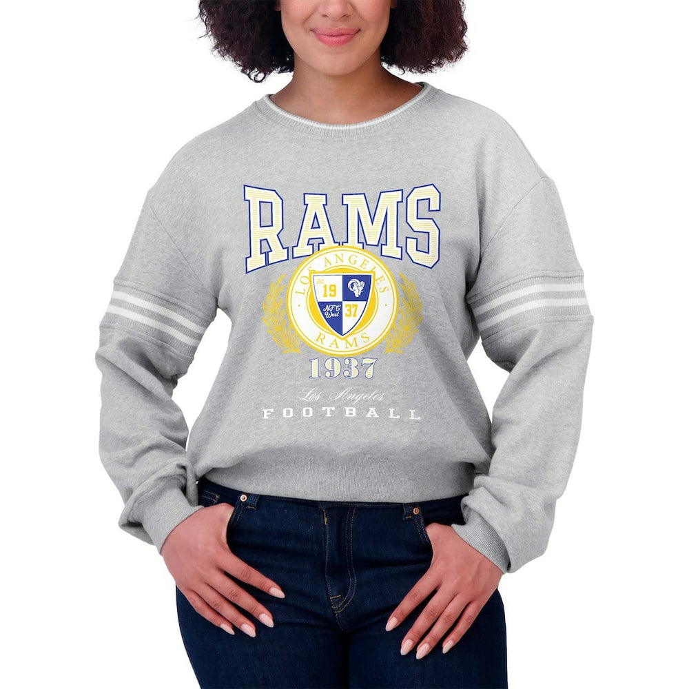 Los Angeles Rams WEAR by Erin Andrews Women's Cropped Pullover Sweatshirt Heather Gray - NFL