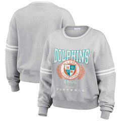 Miami Dolphins WEAR by Erin Andrews Women's Cropped Pullover Sweatshirt Heather Gray - NFL