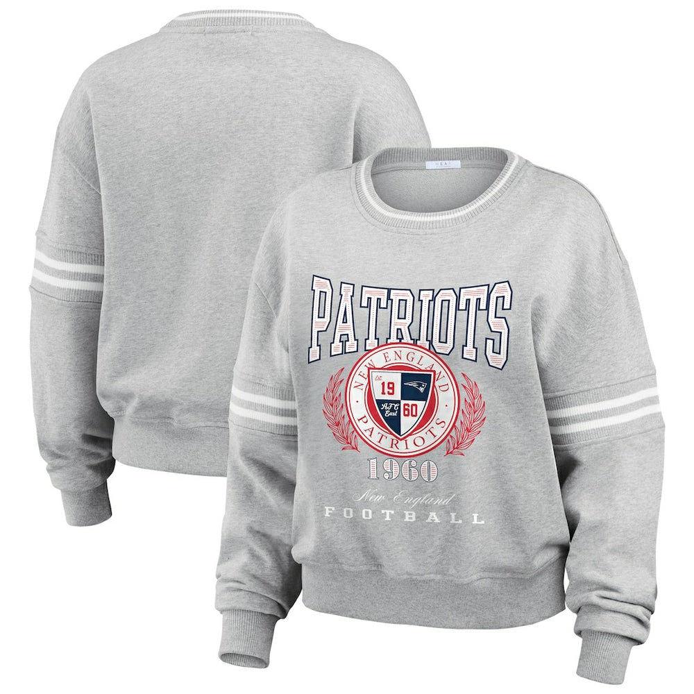 New England Patriots WEAR by Erin Andrews Women's Pullover Sweatshirt Heather Gray - NFL