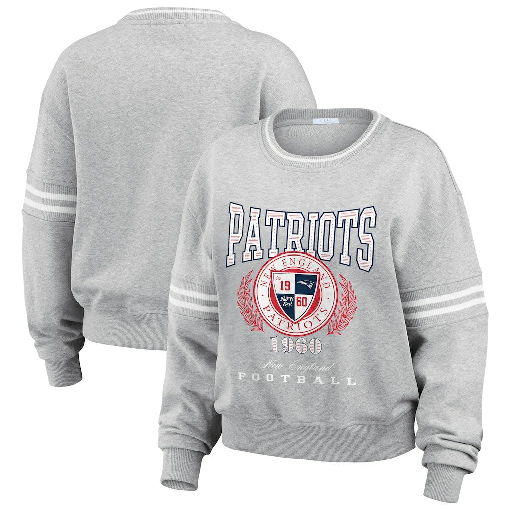 New England Patriots WEAR by Erin Andrews Women's Pullover Sweatshirt Heather Gray - NFL