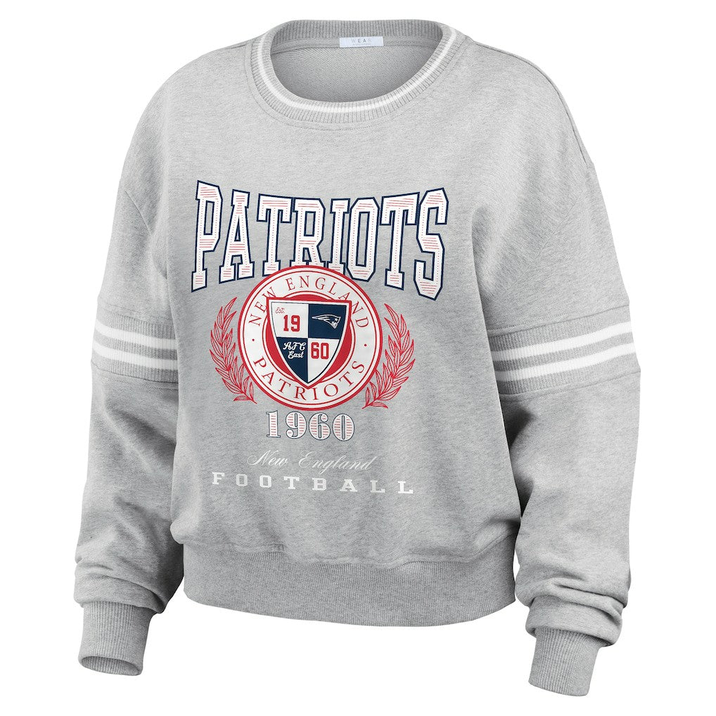 New England Patriots WEAR by Erin Andrews Women's Pullover Sweatshirt Heather Gray - NFL