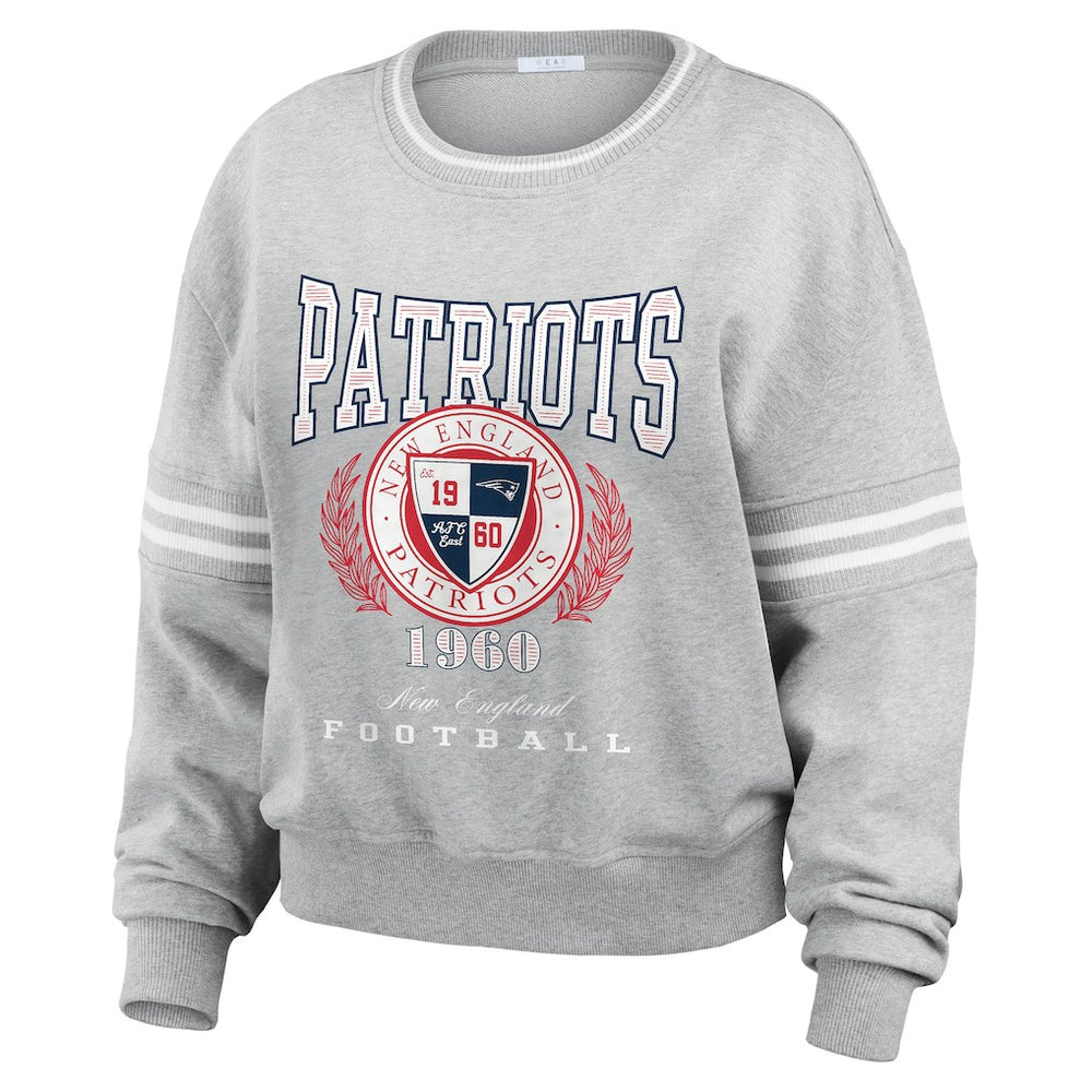 New England Patriots WEAR by Erin Andrews Women's Pullover Sweatshirt Heather Gray - NFL