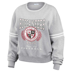 Tampa Bay Buccaneers WEAR by Erin Andrews Women's Cropped Pullover Sweatshirt Heather Gray - NFL
