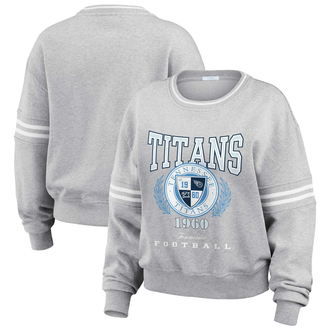 Tennessee Titans WEAR by Erin Andrews Women's Cropped Pullover Sweatshirt Heather Gray - NFL