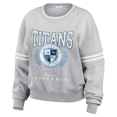 Tennessee Titans WEAR by Erin Andrews Women's Cropped Pullover Sweatshirt Heather Gray - NFL