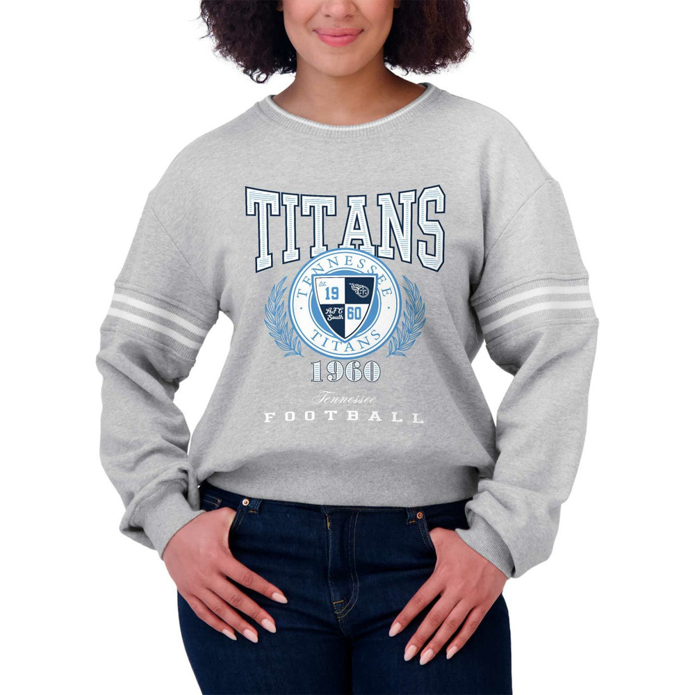 Tennessee Titans WEAR by Erin Andrews Women's Cropped Pullover Sweatshirt Heather Gray - NFL
