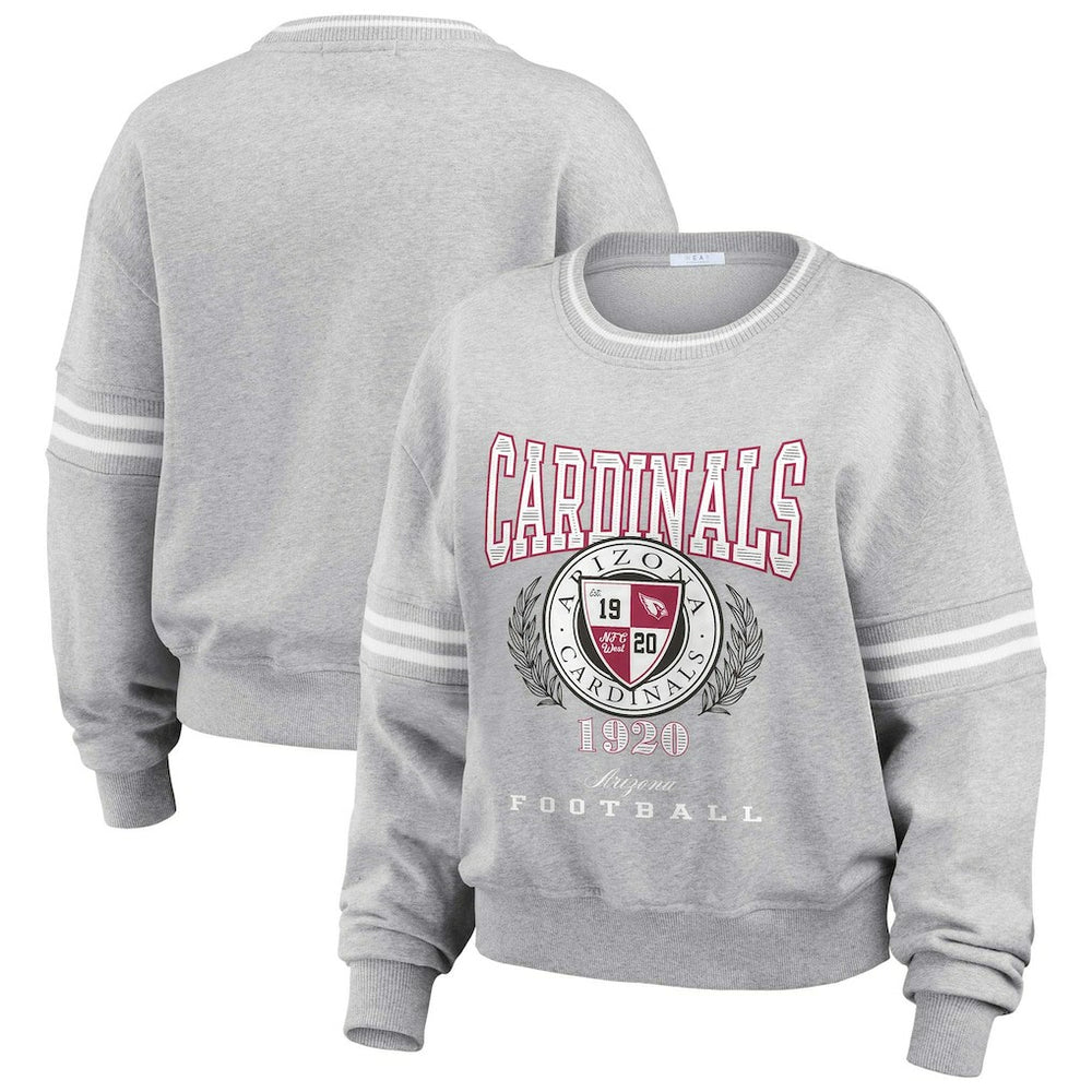 Arizona Cardinals WEAR by Erin Andrews Women's Cropped Pullover Sweatshirt Heather Gray - NFL