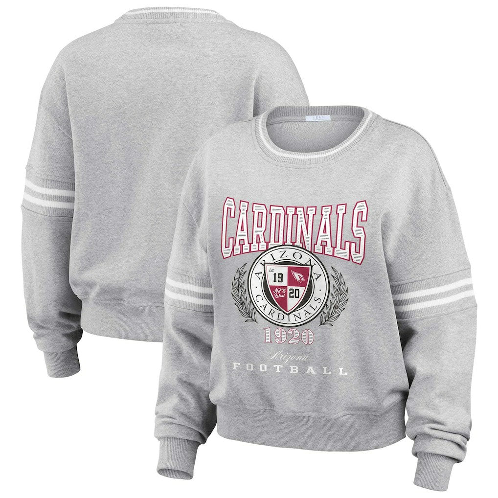 Arizona Cardinals WEAR by Erin Andrews Women's Cropped Pullover Sweatshirt Heather Gray - NFL