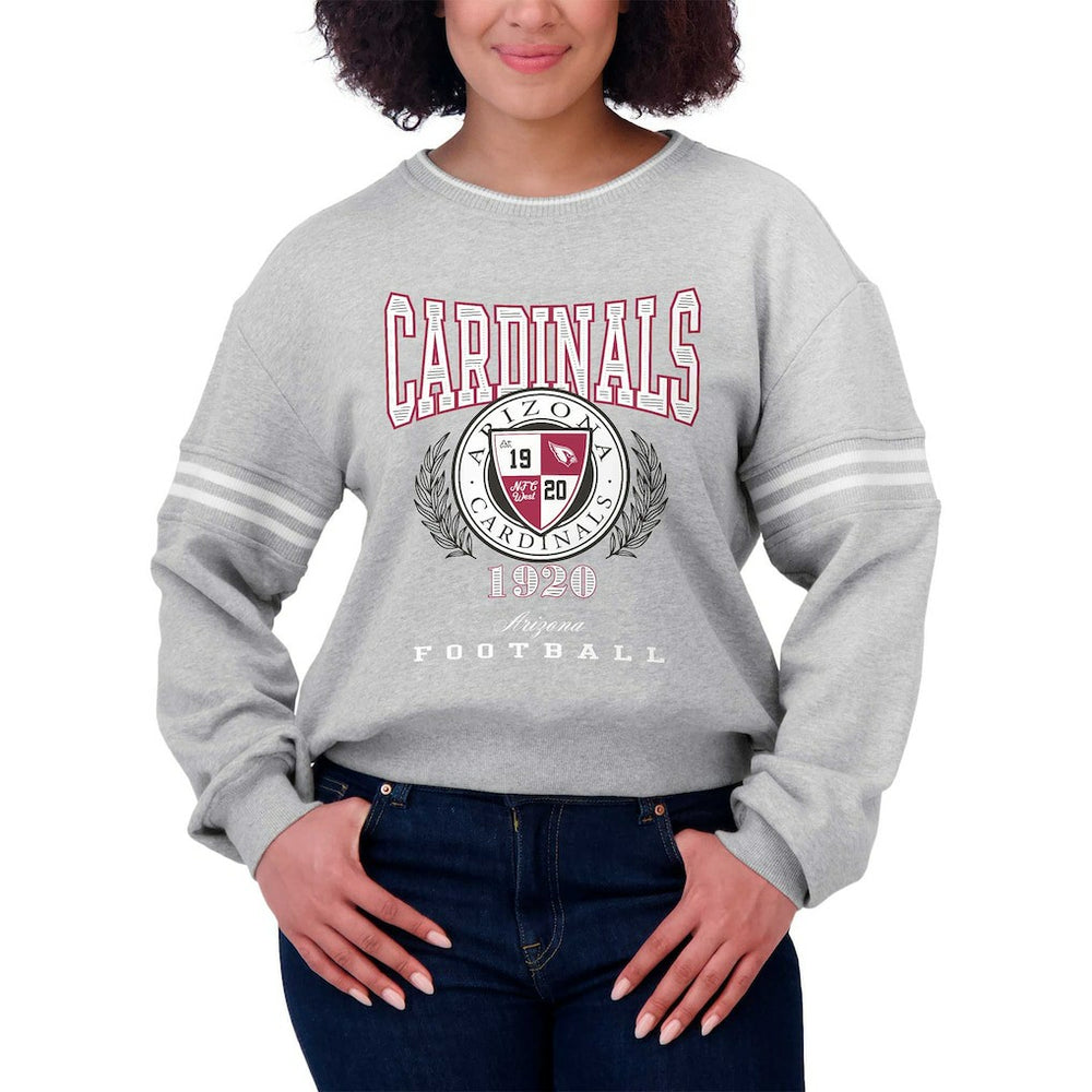 Arizona Cardinals WEAR by Erin Andrews Women's Cropped Pullover Sweatshirt Heather Gray - NFL