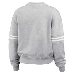 Carolina Panthers WEAR by Erin Andrews Women's Cropped Pullover Sweatshirt Heather Gray - NFL