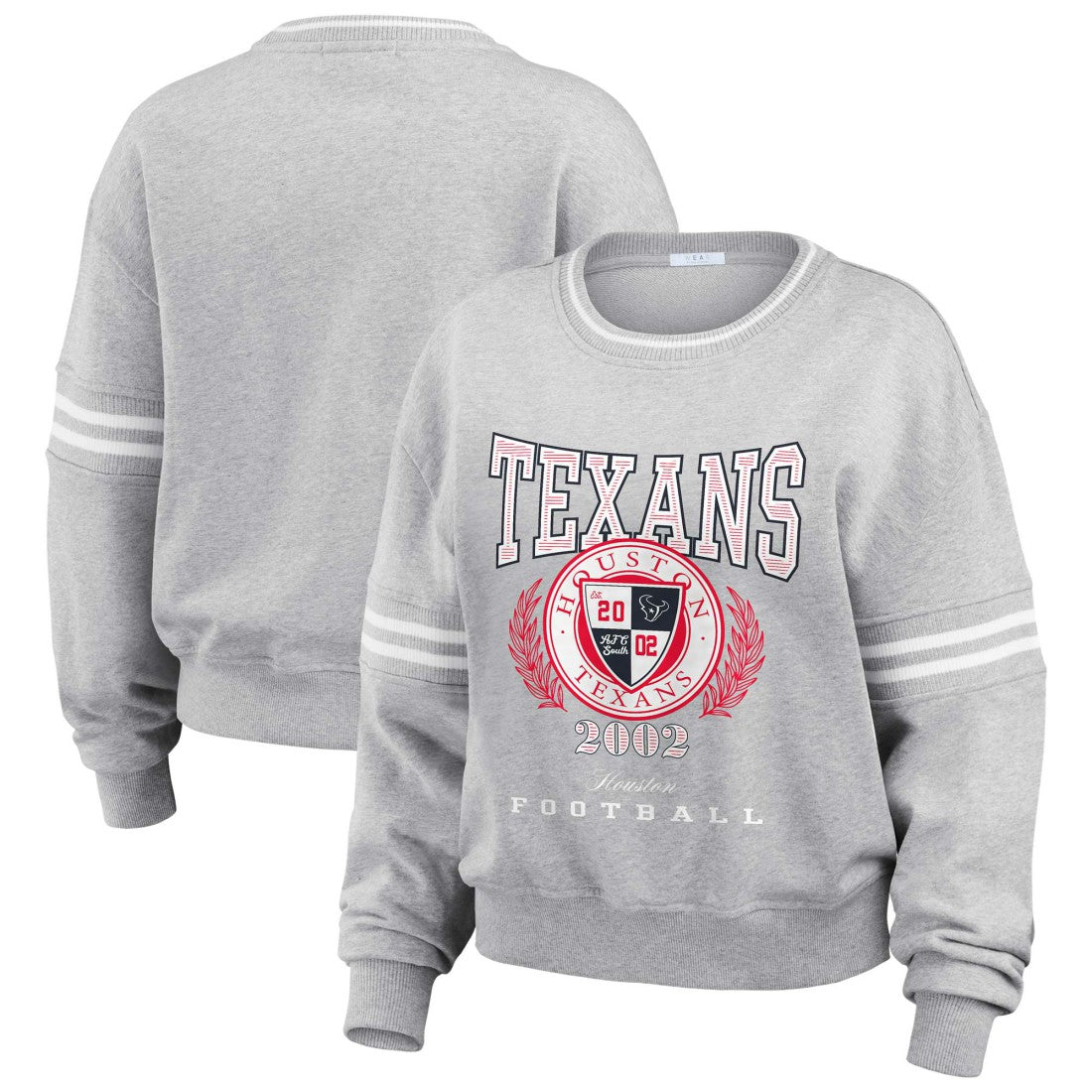 Houston Texans WEAR by Erin Andrews Women's Cropped Pullover Sweatshirt Heather Gray - NFL