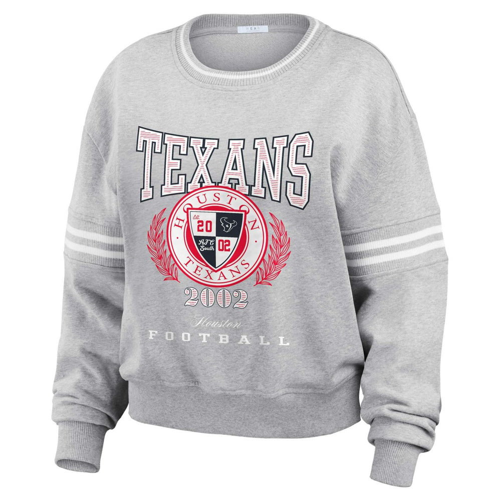 Houston Texans WEAR by Erin Andrews Women's Cropped Pullover Sweatshirt Heather Gray - NFL