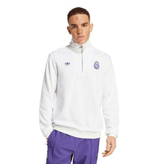 Adidas Real Madrid Originals Terrace Icons Collection Half-Zip Top - White